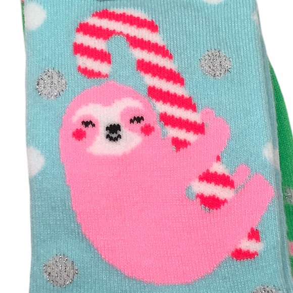 Apara Sloth & Flying Pig Crew Socks Blue & Pink - Picture 3 of 8